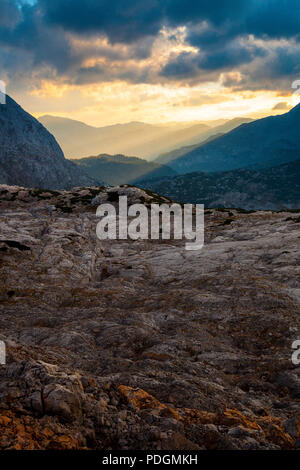 Sunrise drammatico al Steinernes Meer nel Salzburger Land, Austria Foto Stock