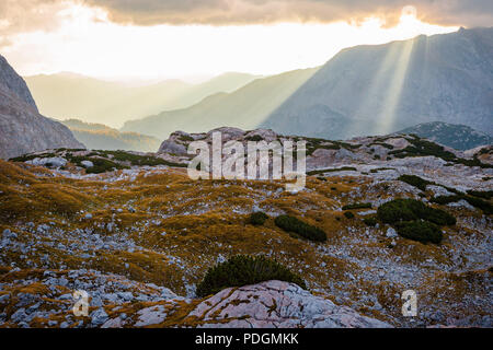 Sunrise drammatico al Steinernes Meer nel Salzburger Land, Austria Foto Stock