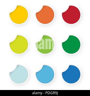 Icona set di etichette colorate Illustrazione Vettoriale