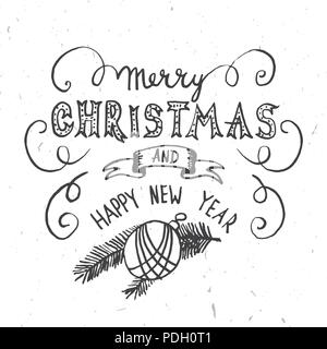 Buon Natale Lettering Design. Illustrazione Vettoriale. Xmas design per esempio schede di saluti, inviti, banner e volantini. Disegnato a mano illus vacanze Illustrazione Vettoriale