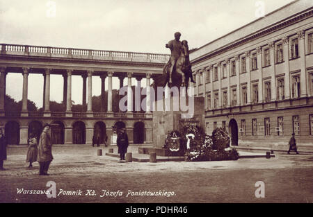 268 Pomnik Poniatowskiego Józefa w Warszawie, przedwojenna pocztówka Foto Stock