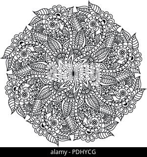 Mandala. Disegnata a mano sullo sfondo. Il vettore per la colorazione di pagina per adulti Illustrazione Vettoriale