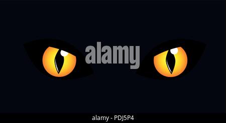 Gatti giallo occhi nel buio illustrazione vettoriale EPS10 Illustrazione Vettoriale