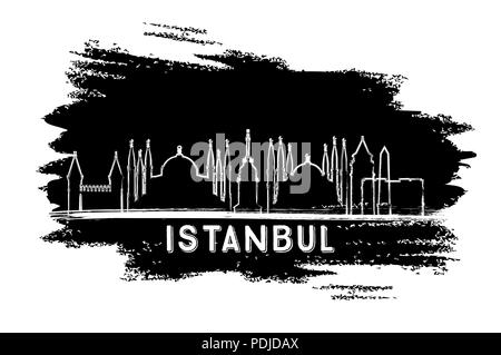 Istanbul Turchia dello skyline della città Silhouette. Mano Bozzetto. Illustrazione Vettoriale. Viaggi di affari e di turismo con il concetto di architettura storica. Illustrazione Vettoriale