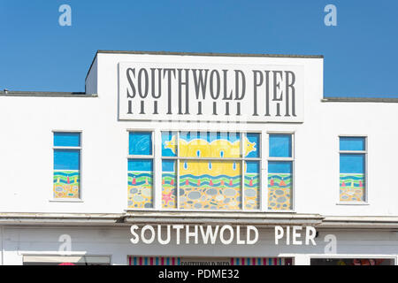 Ingresso Southwold Pier, Southwold, Suffolk, Inghilterra, Regno Unito Foto Stock