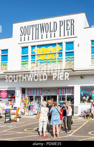 Ingresso Southwold Pier, Southwold, Suffolk, Inghilterra, Regno Unito Foto Stock