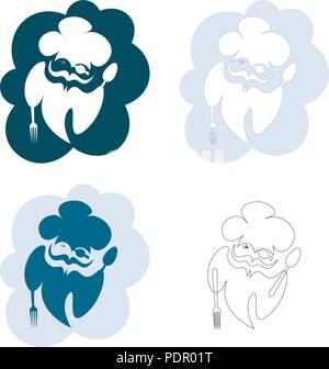 Lo spirito di un pirata cook, una nuvola cuocere un logo minimalista Illustrazione Vettoriale