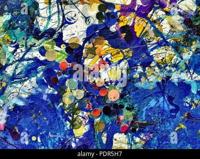 Abstract sfondo psichedelico dal caotico di colore pennellate di diverse dimensioni di pennello Acquerelli di stilizzazione Foto Stock