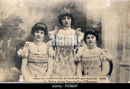 21 Reine du Carnaval de Chalon-sur-Saône 1909 et ses Demoiselles d'honneur Foto Stock