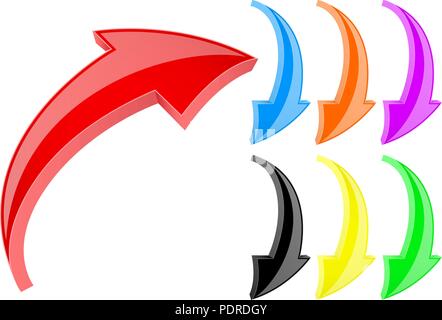 Colorato 3d frecce scintillanti. Impostare Illustrazione Vettoriale