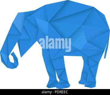 Blue Elephant. Forma poligonale Illustrazione Vettoriale