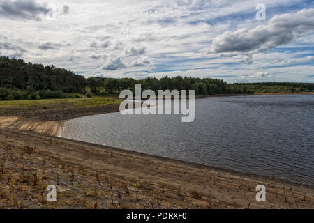 Serbatoio Fewston North Yorkshire mostra bassi livelli di acqua a causa della mancanza di pioggia e la canicola Foto Stock