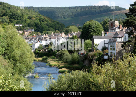 Llangollen, Denbighshire, il Galles del Nord, Regno Unito, il fiume Dee Foto Stock