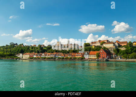 Meersburg, città dello stato tedesco del Baden-Wurttemberg sulla riva del lago di Costanza (Bodensee), famosa per il medievale Castello di Meersburg. Come si vede p. Foto Stock