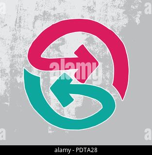 Simbolo di frecce bidirezionali disegnati a mano sulla tessitura. Illustrazione Vettoriale. Illustrazione Vettoriale