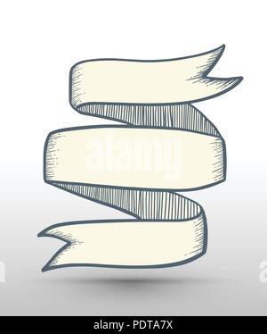 Nastro Vintage banner stile di incisione. Disegnato a mano elemento di design. Illustrazione Vettoriale Illustrazione Vettoriale