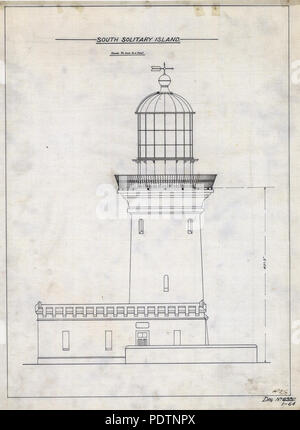195 Sud isola solitaria Luce, torre contorno, 1878 Foto Stock