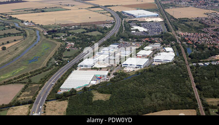 Vista aerea del Capitol Park Industrial Estate, Thorne, South Yorkshire Foto Stock