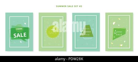 Set di estate le schede di vendita. Modelli per annuncio con decorazioni luminose. Illustrazione Vettoriale. Illustrazione Vettoriale