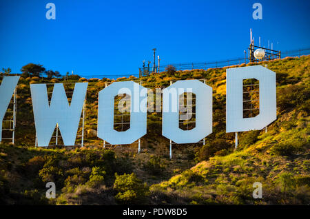L'iconico Hollywood Sign in colline di Los Angeles in California Foto Stock