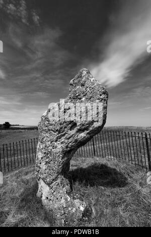 Il Re di Pietra, Rollright Stones, vicino a Chipping Norton town, Oxfordshire, Inghilterra. Foto Stock