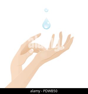 Mani femminili cura e igiene su sfondo bianco Illustrazione Vettoriale
