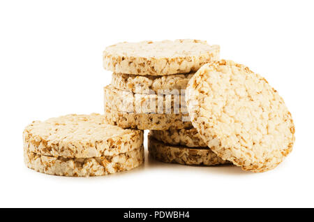 Di pani croccanti granella isolati su sfondo bianco Foto Stock