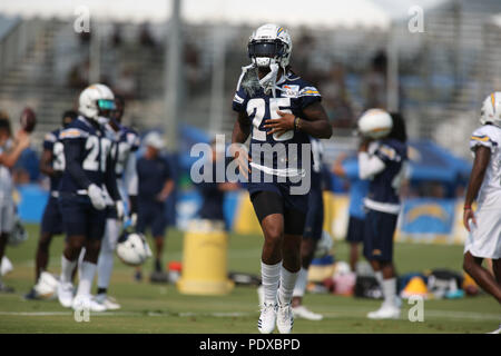 Agosto 09, 2018 Costa Mesa, CA...durante il Los Angeles Chargers Training Camp in Costa Mesa, CA il 09 agosto 2018. Foto di Jevone Moore Foto Stock