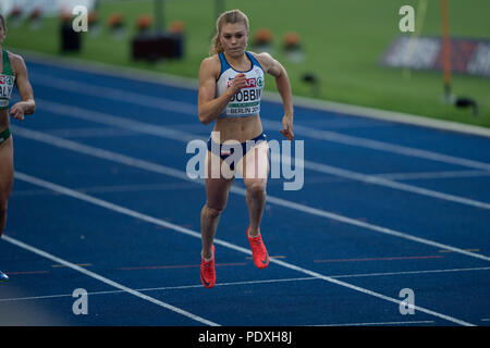 Berlino, Germania, 10 ago 2018. Beth DOBBIN (Gran Bretagna) compete durante le Donne 200m al Campionato Europeo di Atletica a Berlino, Germania. Dobbin progredito come un qualificatore per la finale.Credit: Ben Booth credito fotografia: Ben Booth/Alamy Live News Foto Stock