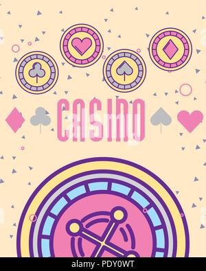 Casinò macchina roulete chips aces illustrazione vettoriale Illustrazione Vettoriale