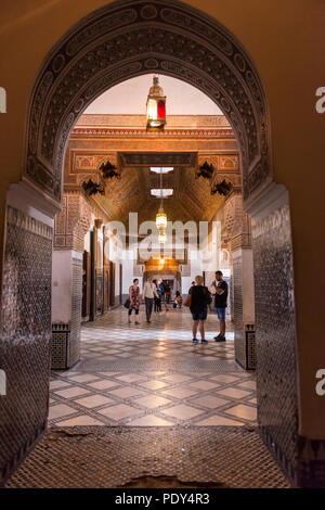 Interno, Palazzo Bahia, Marrakech, Marocco Foto Stock