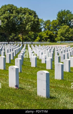 Vista di lapidi in Camp Butler Cimitero nazionale militare americano in luogo di sepoltura Foto Stock