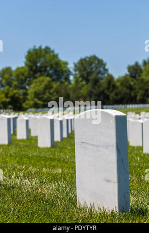 Vista di lapidi in Camp Butler Cimitero nazionale militare americano in luogo di sepoltura Foto Stock