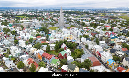 Chiesa Hallgrimskirkja, Reykjavik, Islanda Foto Stock