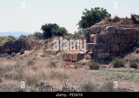 La Grecia, Corinto, parete Hexamilion Foto Stock