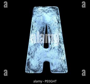 Lettera di ghiaccio a con crepe e urti Foto Stock