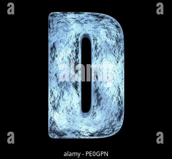 Lettera di ghiaccio D con crepe e urti Foto Stock