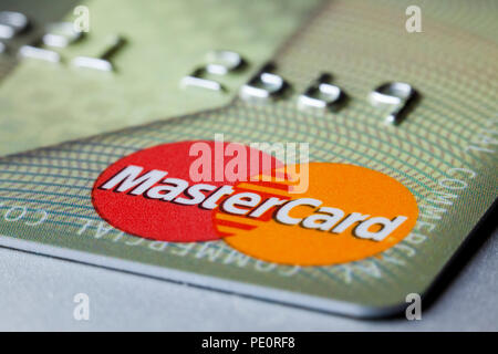Master Card (MasterCard) carta di credito logo closeup - USA Foto Stock