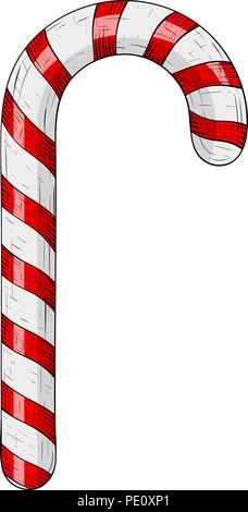 Candy cane. Disegnato a mano disegno colorato Illustrazione Vettoriale