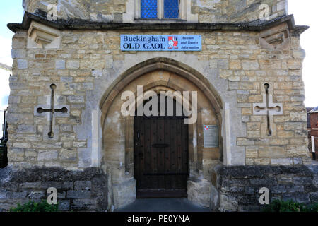 Il vecchio County Gaol Museum, la Collina di Mercato, Buckingham, Buckinghamshire, Inghilterra Foto Stock