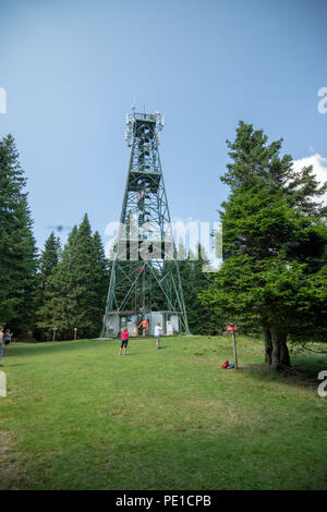 Alta torre di osservazione sul Rogla, Pohorje in Slovenia Foto Stock