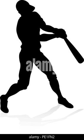 Giocatore di Baseball Silhouette Illustrazione Vettoriale