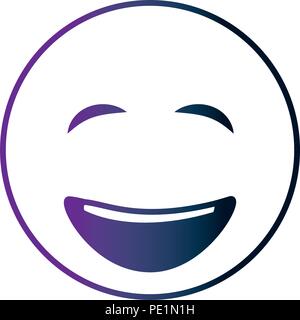 Smiley emoticon grandi occhi chiusi felice neon immagine design Illustrazione Vettoriale