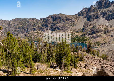 Sette demoni la gamma della montagna e lago di pecora in Idaho centrale Foto Stock