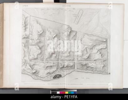 Antinoë (Antinoöpolis). Plan topographique des ruines et de l'enceinte de la ville Foto Stock