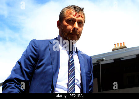 Londra, UK, 11 agosto 2018. Fulham Manager Jokanovic Slavisa arriva al suolo. Premier League, Fulham v Crystal Palace a Craven Cottage di Londra il sabato 11 agosto 2018. Questa immagine può essere utilizzata solo per scopi editoriali. Solo uso editoriale, è richiesta una licenza per uso commerciale. Nessun uso in scommesse, giochi o un singolo giocatore/club/league pubblicazioni. pic da Steffan Bowen/Andrew Orchard fotografia sportiva/Alamy Live news Foto Stock