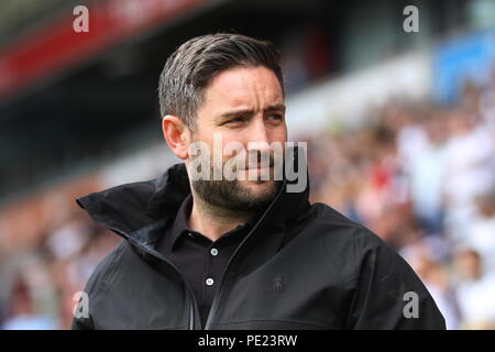 Bolton, Lancashire, Regno Unito. 11 Agosto, 2018. Bristol City Manager Lee Johnson prima della gara di campionato tra Bolton Wanderers e la città di Bristol. Credito: Simon Newbury/Alamy Live News Foto Stock