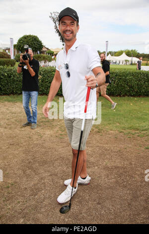 Machern, Germania. 11 Ago, 2018. Florian Silbereisen è un ospite al XI GRK Carità Golf Masters al Golf & Country Club di Lipsia. Credito: Carl Seidel/dpa-Zentralbild/ZB/dpa/Alamy Live News Foto Stock