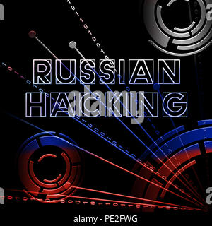 Hacker Russo Mosca Spy campagna 2d illustrazione mostra scrutinio dei voti avviso di violazione contro di noi le elezioni. Digital Online hacker e spionaggio avvertenza Foto Stock