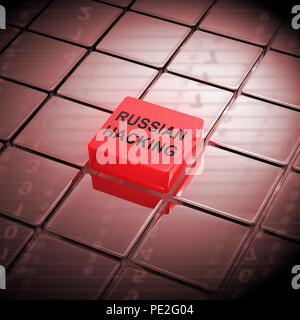 Hacker Russo Mosca Spy campagna 3d illustrazione mostra scrutinio dei voti avviso di violazione contro di noi le elezioni. Digital Online hacker e spionaggio avvertenza Foto Stock